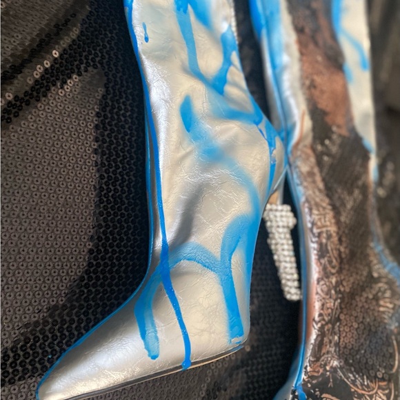 The Silver Baddie Over the Knee Boot Sz 11 - Picture 2 of 16